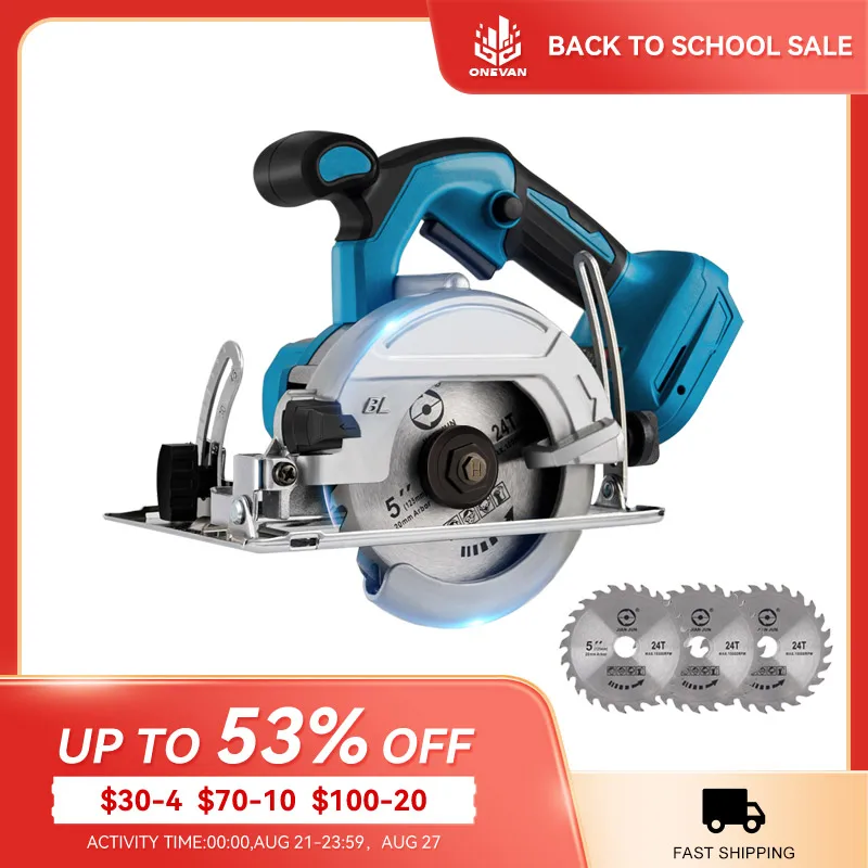 ONEVAN 5Inch Brushless Wireless Electric Circular Saw 125mm Angle Adjustbale Wood Cutting Power Tool For Makita 18V Battery
ONEVAN 5Inch Brushless Wireless Electric Circular Saw 125mm Angle Adjustbale Wood Cutting Power Tool For Makita 18V Battery