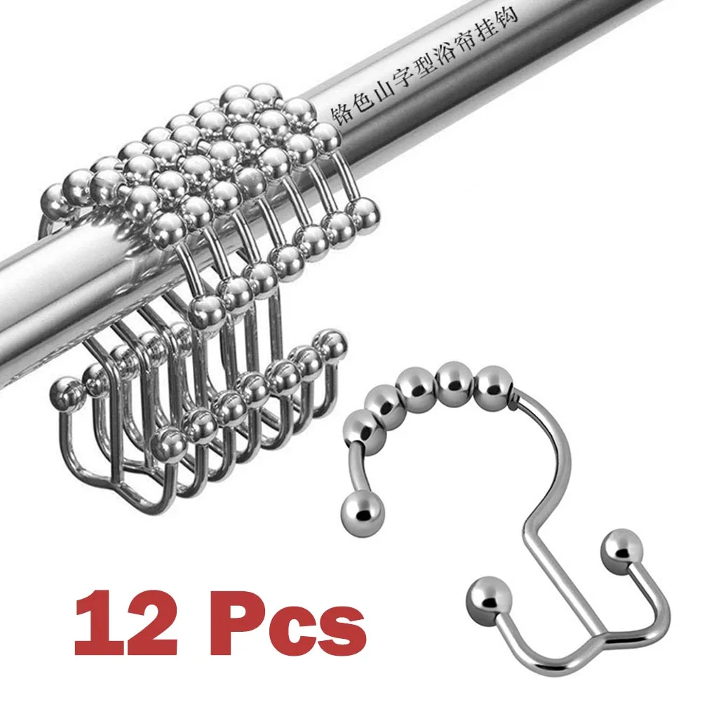 12Pcs Shower Curtain Rings Hooks Rustproof 5 Roller Ball Metal Double Glide Rollers Curtain Hooks Curtain Accessories
12Pcs Shower Curtain Rings Hooks Rustproof 5 Roller Ball Metal Double Glide Rollers Curtain Hooks Curtain Accessories