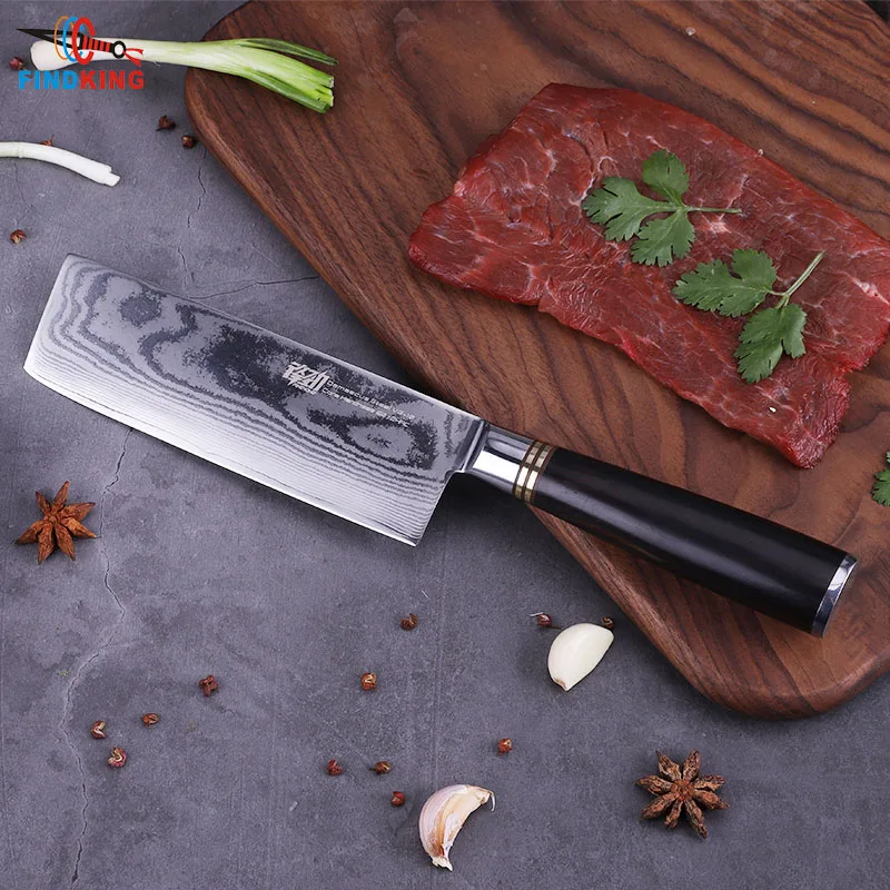 FINDKING Kitchen Knives 67 Layers Damascus VG10 Steel 7 Inch Sharp Nakiri Slicing Cleaver Damascus Japanese Knife Ebony Handle
FINDKING Kitchen Knives 67 Layers Damascus VG10 Steel 7 Inch Sharp Nakiri Slicing Cleaver Damascus Japanese Knife Ebony Handle