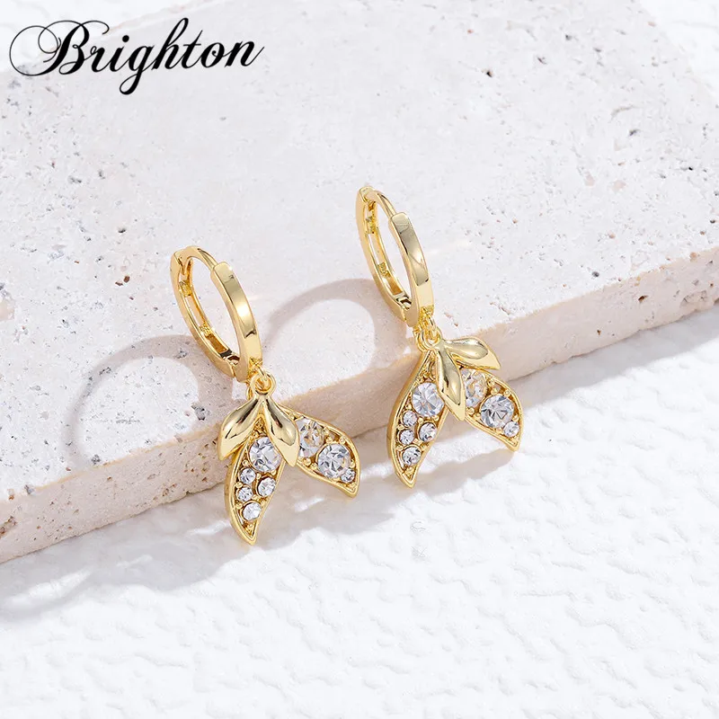 

Brighton Exquisite Bijou Fishtail Drop Dangle Earrings For Women Party Crystal Metal Brincos Trendy Jewelry Gift High Quality