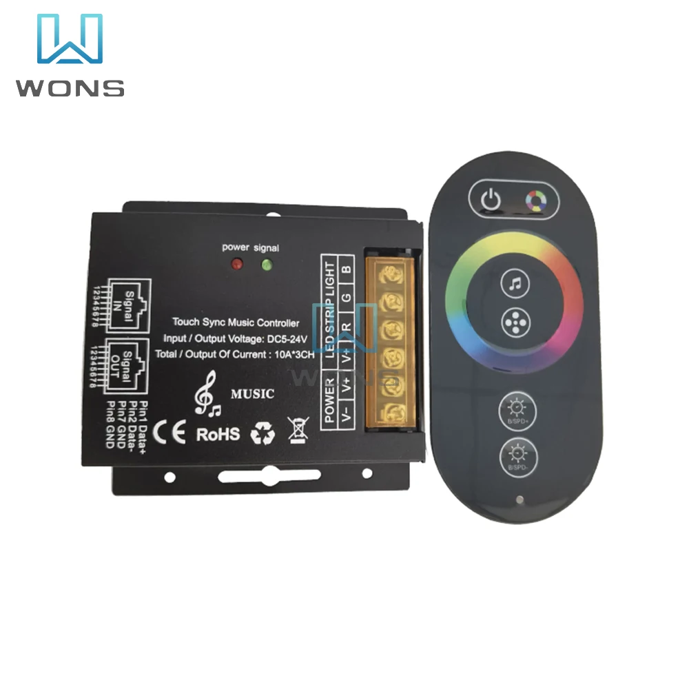 

DC12-24V 12A 18A LED Strip Light RF Touch Remote Controller Dimmer for 3528 5050 SMD COB CCT RGB Tape Lights Adjust Brightness