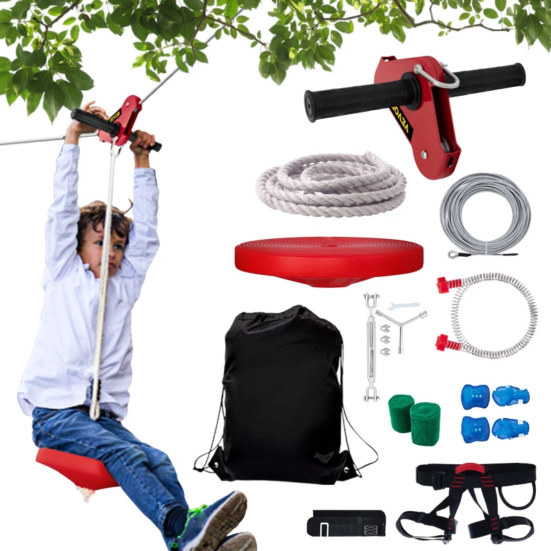 Комплекты Zip line для заднего двора 40 футов, Zip Lines для детей и взрослых, включает распашное сиденье, Zip Lines Brake, и стальная тележка, открытый P
Комплекты Zip line для заднего двора 40 футов, Zip Lines для детей и взрослых, включает распашное сиденье, Zip Lines Brake, и стальная тележка, открытый P