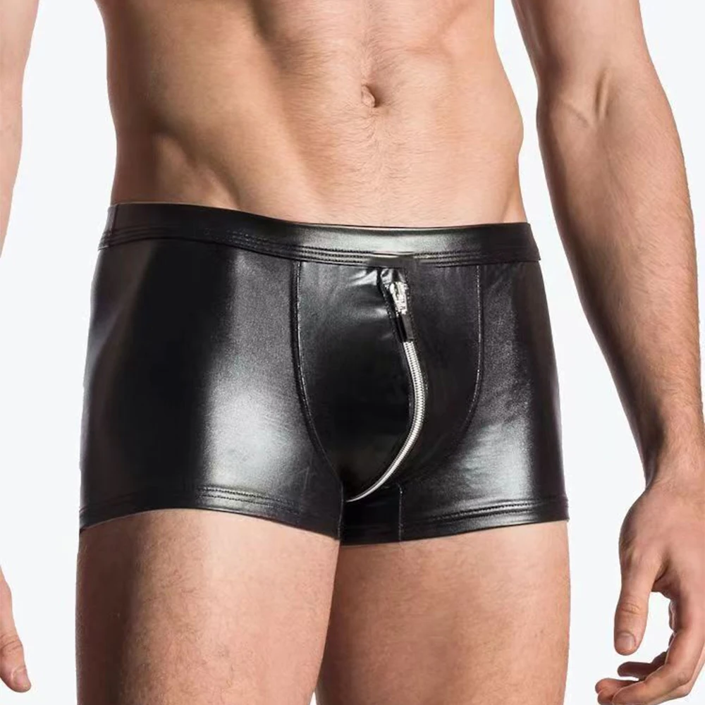 Men Faux Leather Shorts Men Low Rise Underwear Zipper Lingerie Wet Look Boxer Briefs Shorts Underpants Pouch Panties Clubwear A5
Men Faux Leather Shorts Men Low Rise Underwear Zipper Lingerie Wet Look Boxer Briefs Shorts Underpants Pouch Panties Clubwear A5
