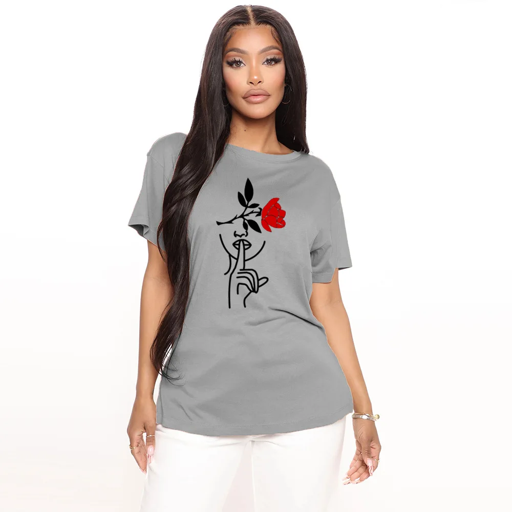 Summer y2k Black Rose Print Women T-Shirt Cotton Loose Fit Round Neck Short Sleeve Casual Ladies Tops Large Size XXL
Summer y2k Black Rose Print Women T-Shirt Cotton Loose Fit Round Neck Short Sleeve Casual Ladies Tops Large Size XXL