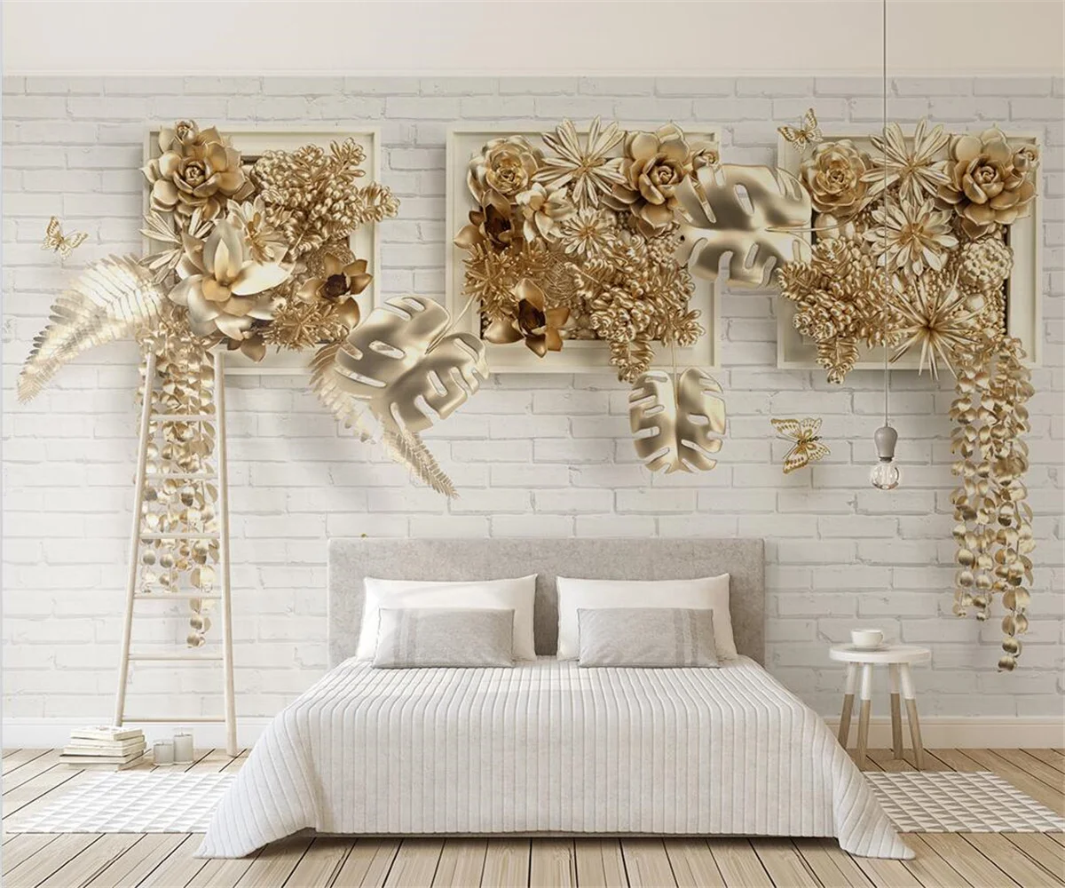 Customized large photo mural wallpaper gold embossed leaves 3d stereo brick wall TV background wall decoration 3d wallpaper
Customized large photo mural wallpaper gold embossed leaves 3d stereo brick wall TV background wall decoration 3d wallpaper