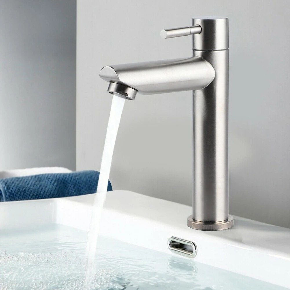 304 Stainless Steel Silver Single Cold Sink Faucet Bathroom Counter Basin Faucet Basin Sink Deck Mounted Faucet Sink Tap Crane
304 Stainless Steel Silver Single Cold Sink Faucet Bathroom Counter Basin Faucet Basin Sink Deck Mounted Faucet Sink Tap Crane