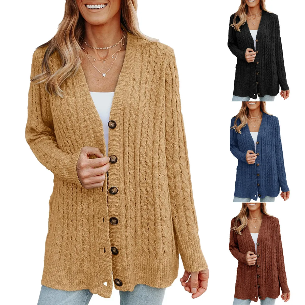 Fall/Winter 2023 New Mid-length Knitted Cardigan Women Solid Color Long Sleeves Cardigan Women Jacket
Fall/Winter 2023 New Mid-length Knitted Cardigan Women Solid Color Long Sleeves Cardigan Women Jacket