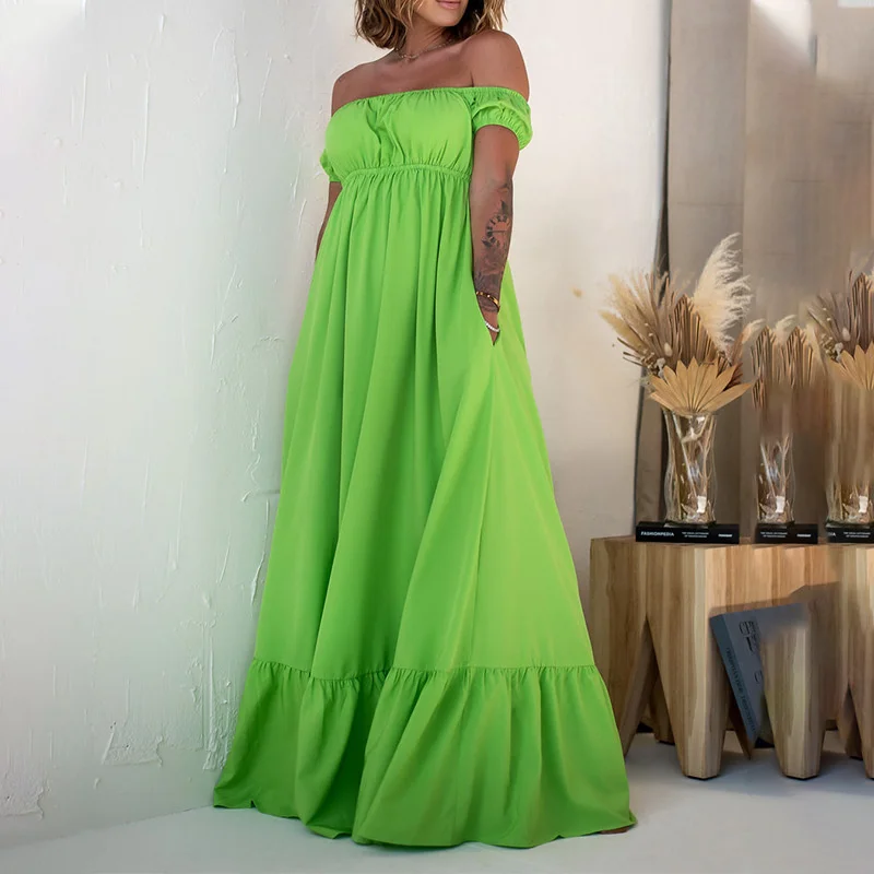 Casual slim fashion sexy elegant 2023 new dress,Bohemian style green women's pregnant women's Beach skirt white summer off shoul
Casual slim fashion sexy elegant 2023 new dress,Bohemian style green women's pregnant women's Beach skirt white summer off shoul