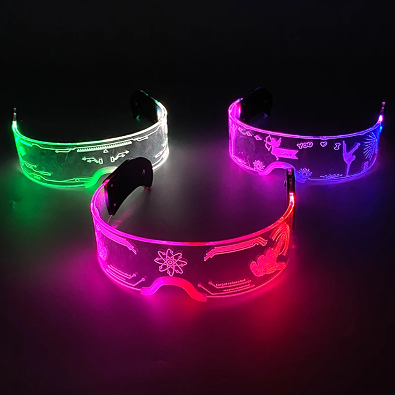 

Cool Luminous LED Glasses Glowing Costume Neon Light Flashing Sunglasses For Nightclub DJ Dance Party Decor