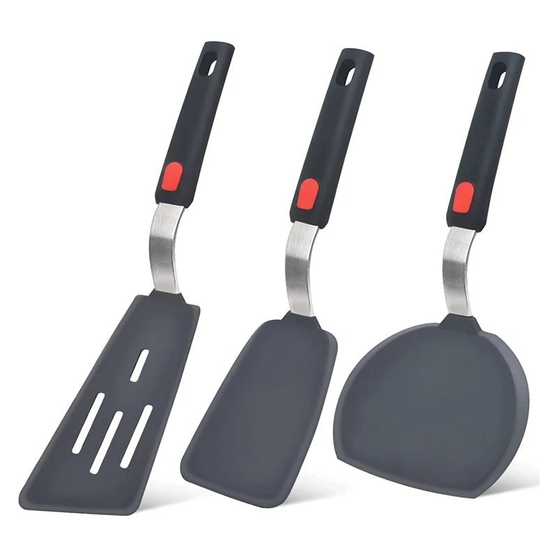 

Silicone Spatula Turner Set Of 3, 600°F Heat Resistant Cooking Spatulas For Nonstick Cookware For Egg, Pancake, Fish