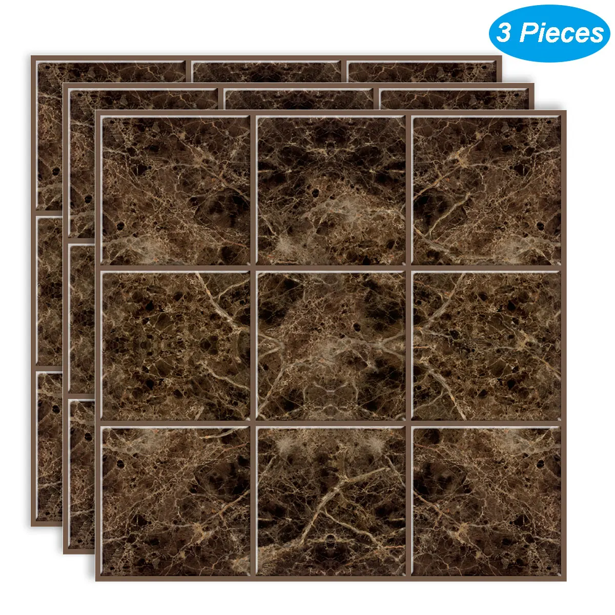 Wostick Dark Brown Square Marble 3D Effect Surface Peel and Stick Tiles Stickers Easy to Install Self Adhesive Wallpaper 3 Pcs
Wostick Dark Brown Square Marble 3D Effect Surface Peel and Stick Tiles Stickers Easy to Install Self Adhesive Wallpaper 3 Pcs
