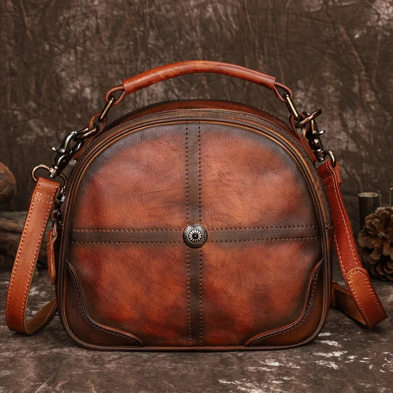 Women's Bag New Small Round Bag Fashion All-match Hand-held Messenger Bag Handmade First Layer Cowhide Shoulder Bag
Women's Bag New Small Round Bag Fashion All-match Hand-held Messenger Bag Handmade First Layer Cowhide Shoulder Bag