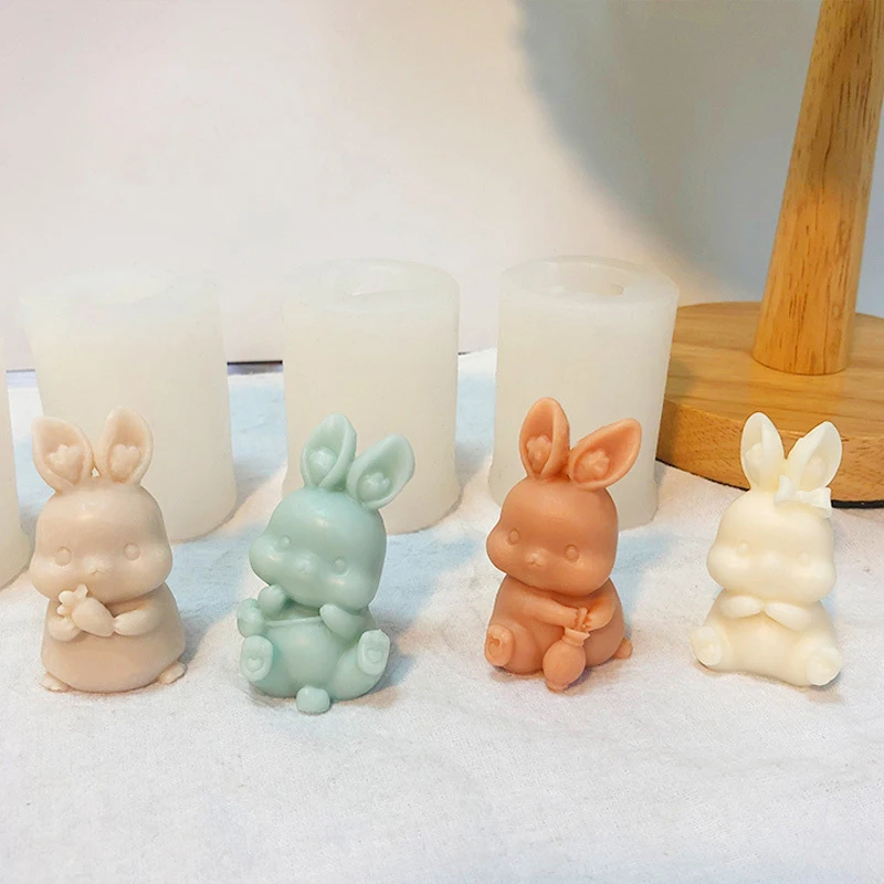 Four cute Rabbit Aromatherapy candles silicone baking cake mold Perfumed plaster pendant mold 
Four cute Rabbit Aromatherapy candles silicone baking cake mold Perfumed plaster pendant mold