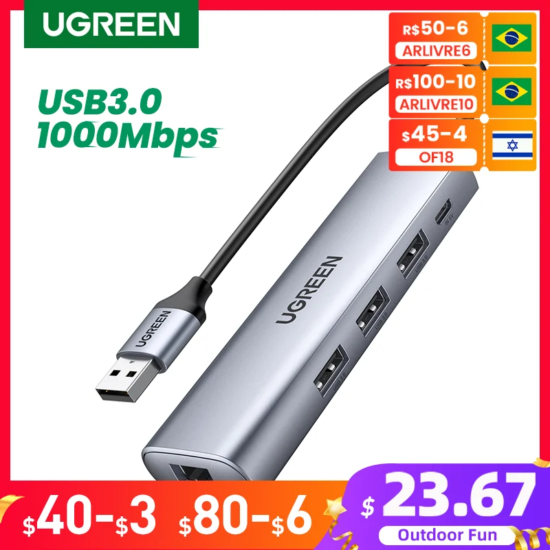 UGREEN USB HUB USB 3.0 to RJ45 3*USB3.0 USB Adapter for Laptop Xiaomi Mi Box 3/S Nintendo Switch USB Ethernet Adapter USB3.0 HUB
UGREEN USB HUB USB 3.0 to RJ45 3*USB3.0 USB Adapter for Laptop Xiaomi Mi Box 3/S Nintendo Switch USB Ethernet Adapter USB3.0 HUB
