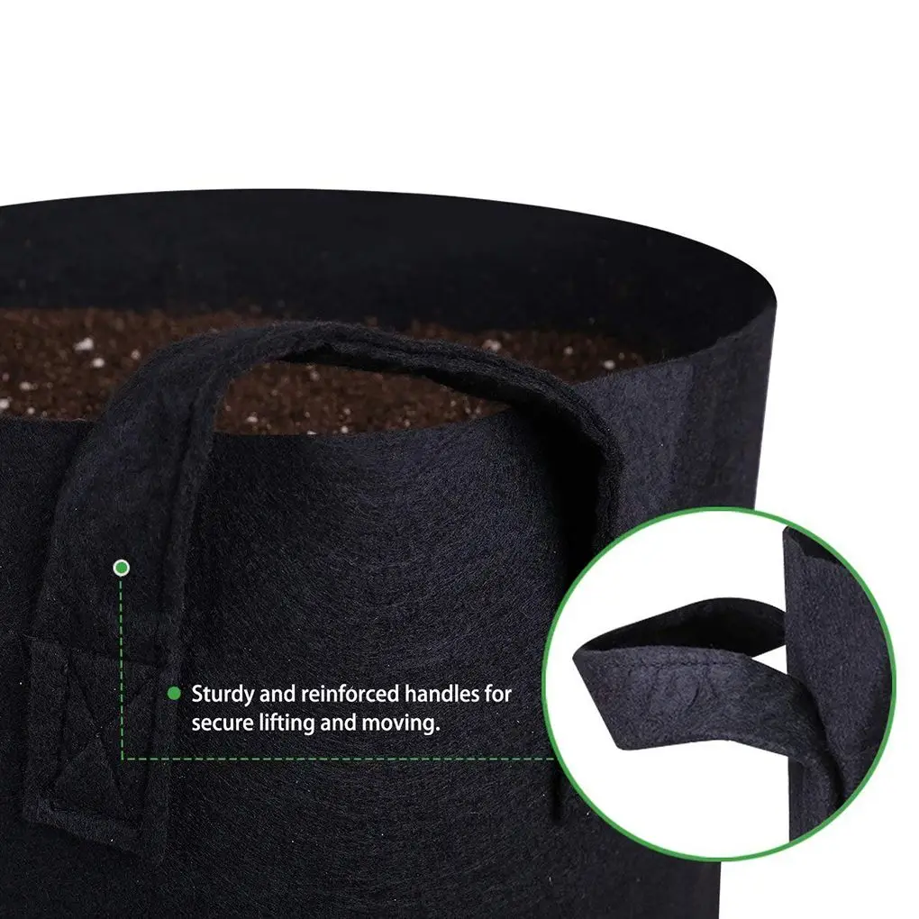 

10 галлонов черные мешки для посадки, роста, мягкие горшки мешки для выращивания ткани ручки контейнер для овощей