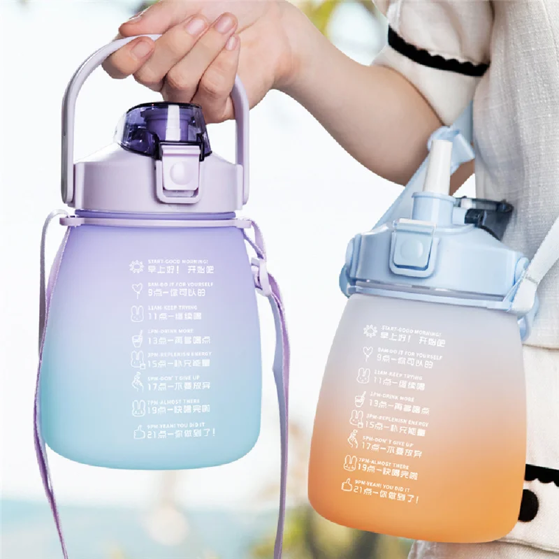 Plastic Water Bottle1.3L With Time Marker Strap Straw Leak-Proof Cup Portable Fitness Gym Camping Outdoor Sports Bottle BPA Free
Plastic Water Bottle1.3L With Time Marker Strap Straw Leak-Proof Cup Portable Fitness Gym Camping Outdoor Sports Bottle BPA Free