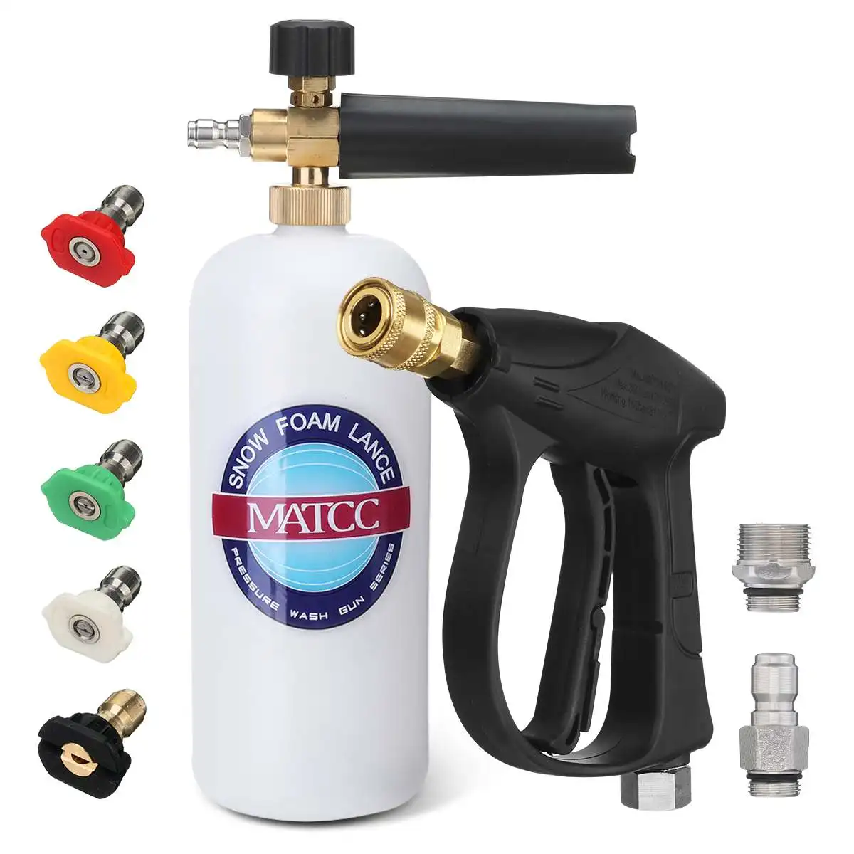 MATCC 200Bar Snow Foam Gun With 1/4" Quick Release M22-14mm Inlet Foam Lance Car Washer Pressure Washer Gun Soap Lance Sprayer
MATCC 200Bar Snow Foam Gun With 1/4" Quick Release M22-14mm Inlet Foam Lance Car Washer Pressure Washer Gun Soap Lance Sprayer