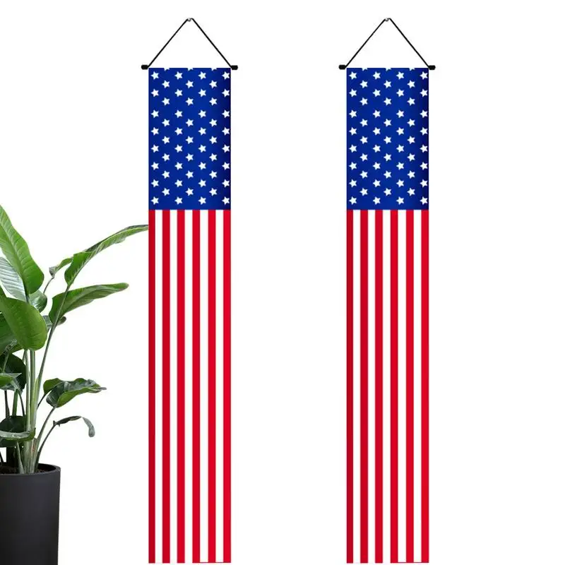 

4th Of July Decorations Outdoor Stars And Stripes Patriotic Front Door Sign 30x180cm/12x71inch Red White And Blue Front Door