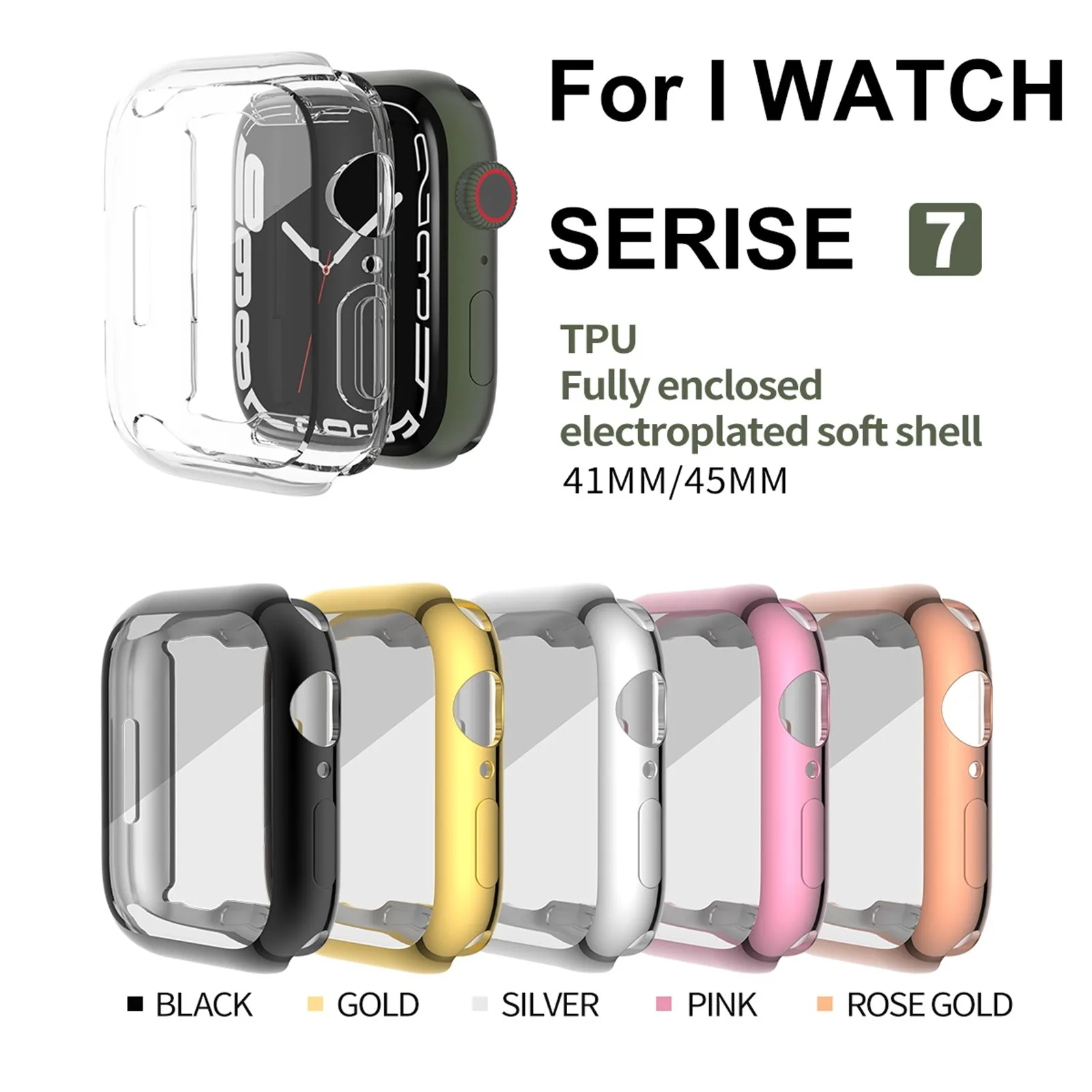 For Case IWatch TPU Suitable Screen 7 Plating Series All-round Protective 41mm TPU Protective Watch Film smart Wristband
For Case IWatch TPU Suitable Screen 7 Plating Series All-round Protective 41mm TPU Protective Watch Film smart Wristband