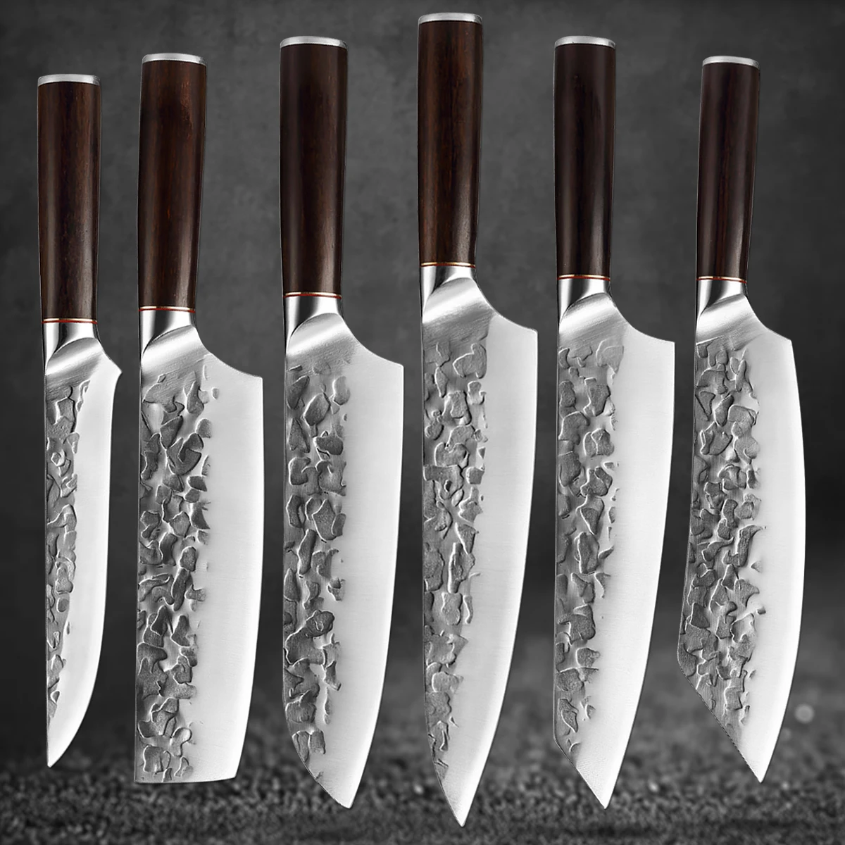Forged Chef Knife Hammer Pattern Kitchen Knife Sande Knife Slicer Knife Butcher Knife Multi-purpose Knife Combination Set
Forged Chef Knife Hammer Pattern Kitchen Knife Sande Knife Slicer Knife Butcher Knife Multi-purpose Knife Combination Set