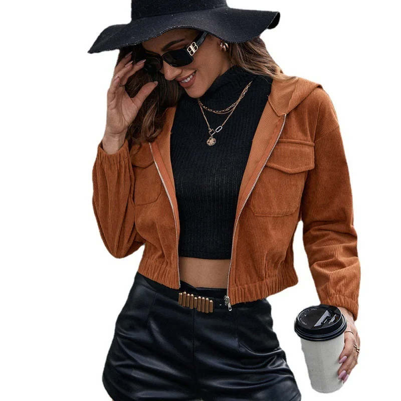 Women's Short Coat Autumn and Winter Corduroy Casual Hooded Pocket Jacket Zipper Blouse Female Outerwear Ry*
Women's Short Coat Autumn and Winter Corduroy Casual Hooded Pocket Jacket Zipper Blouse Female Outerwear Ry*