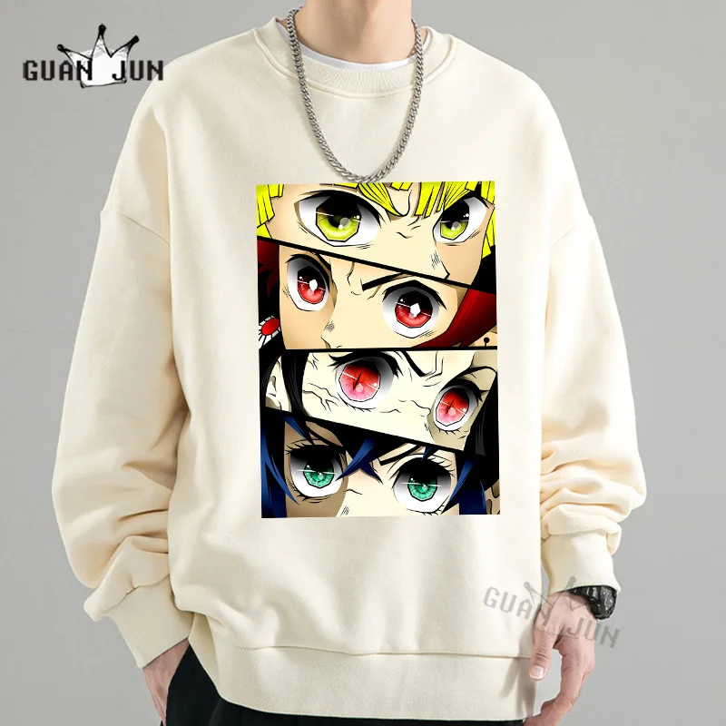 

Fashion Anime Demon Slayer Eyes Print Hoodie Kimetsu No Yaiba Sweatshirts Cozy Tops Unisex Sweatshirts Sudadera Felpa Moletom