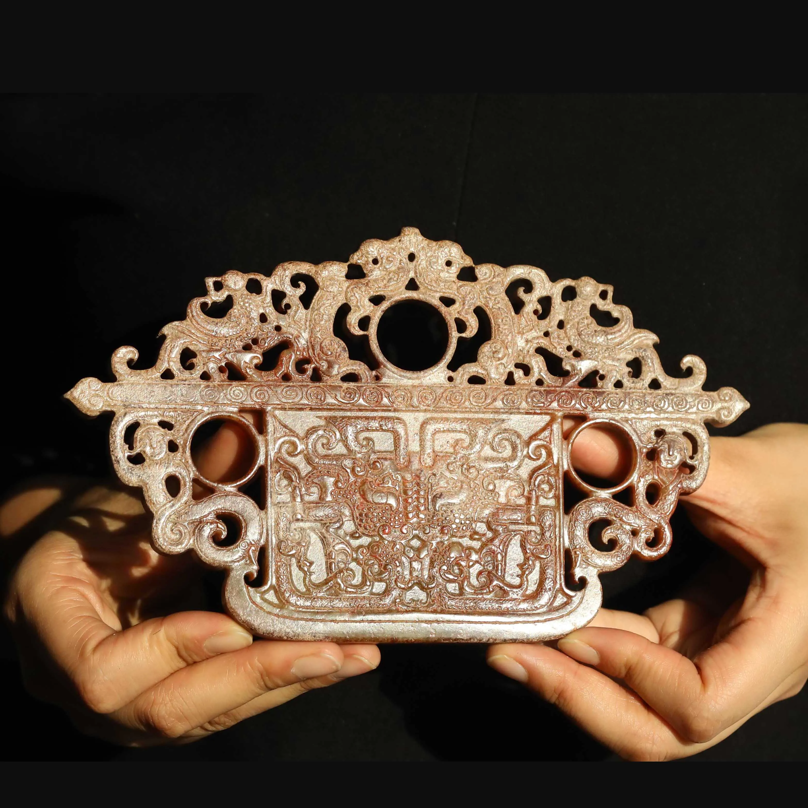 Old China natural hetian jade hand-carved statue dragon phoenix axe plate Bi pendant d6
Old China natural hetian jade hand-carved statue dragon phoenix axe plate Bi pendant d6