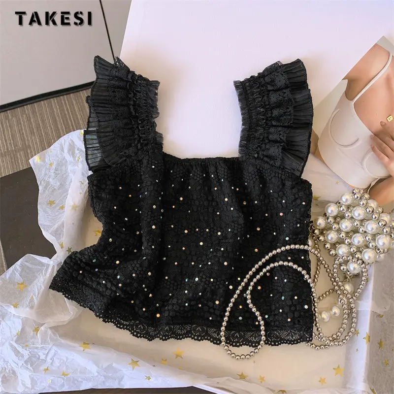 Women Hotsweet Gothic Black Lace Sleeveless Tanks Top 2023 Summer New Fashion Slim Fit Sexy Crop Top Female Zipper Solid Vest
Women Hotsweet Gothic Black Lace Sleeveless Tanks Top 2023 Summer New Fashion Slim Fit Sexy Crop Top Female Zipper Solid Vest