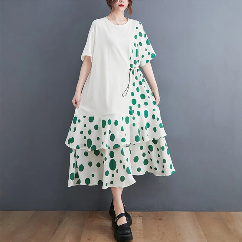Женское платье в горошек, повседневное летнее платье с рюшами и принтом в японском стиле пэчворк, 2023
Женское платье в горошек, повседневное летнее платье с рюшами и принтом в японском стиле пэчворк, 2023