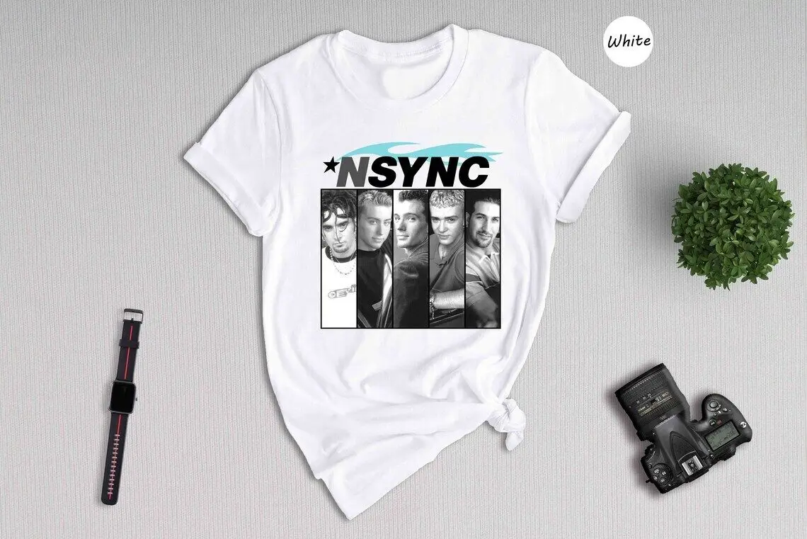 Белая футболка NSYNC 90s в стиле ретро для мальчиков с длинным или коротким рукавом
