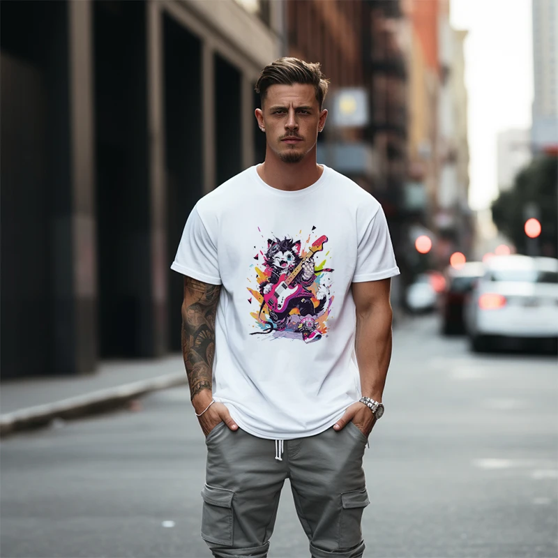 T-Shirt Men Rock Band Cat Funny Retro Cartoon Print pure cotton Streetwear TShirts couple's pet-themed Casual Tops Tee
T-Shirt Men Rock Band Cat Funny Retro Cartoon Print pure cotton Streetwear TShirts couple's pet-themed Casual Tops Tee