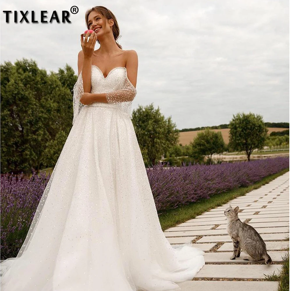 YEEH Sparkly Sweetheart Wedding Dress 2022 A-line Off The Shoulder Bridal Gown Country Simple Backless Tulle Vestido De Novia
YEEH Sparkly Sweetheart Wedding Dress 2022 A-line Off The Shoulder Bridal Gown Country Simple Backless Tulle Vestido De Novia