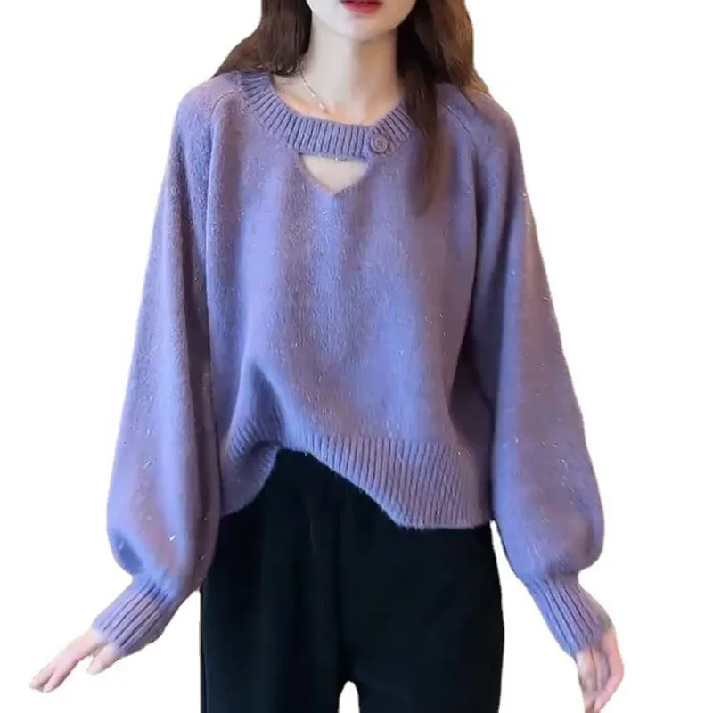 Purple Girl Korean Style Knitted Pullover Heart Shaped Hollow Autumn Winter Loose All Match Sweater College Solid Color Fashion
Purple Girl Korean Style Knitted Pullover Heart Shaped Hollow Autumn Winter Loose All Match Sweater College Solid Color Fashion