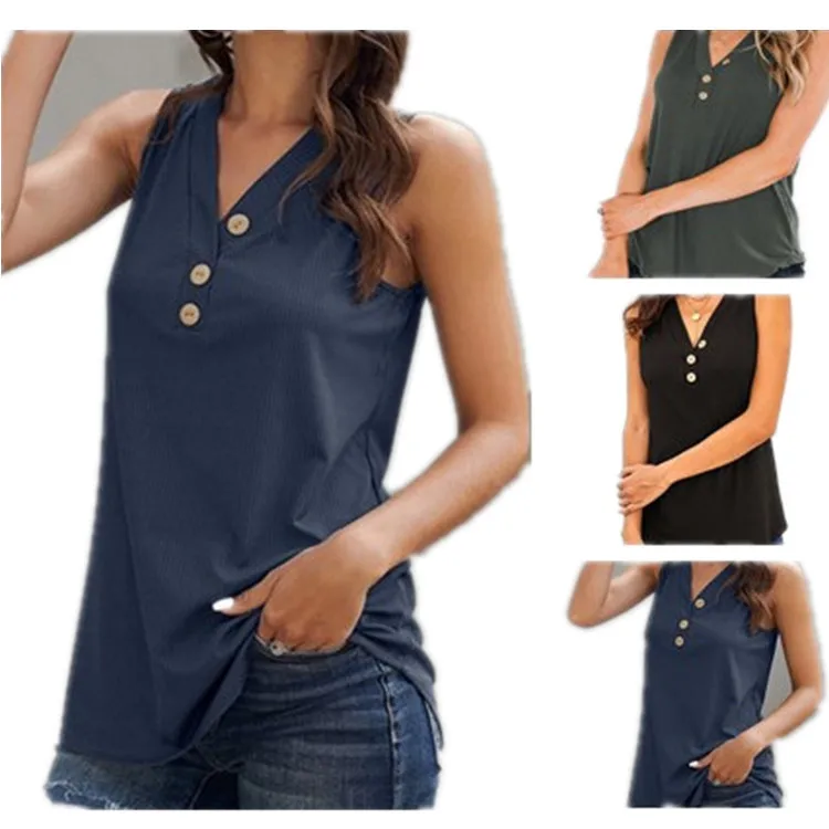 2022 summer new women's tops solid color sexy V-neck ribbed fabric casual fashion loose vest
2022 summer new women's tops solid color sexy V-neck ribbed fabric casual fashion loose vest
