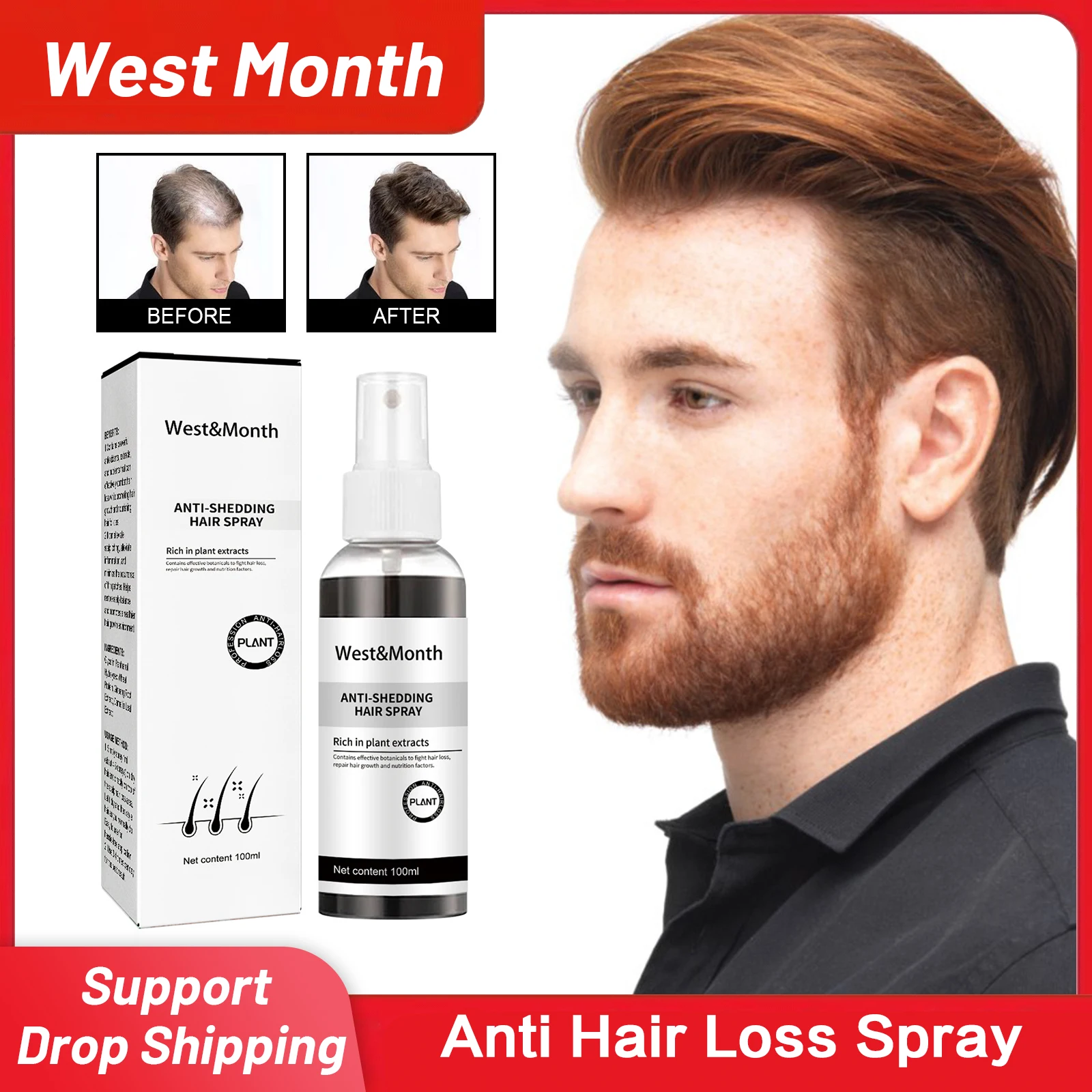 

Anti Hair Loss Spray Prevent Baldness Scalp Treatment for Women Men Thinning Damage Repair Nourish Hair Roots Hair Growth Liquid
