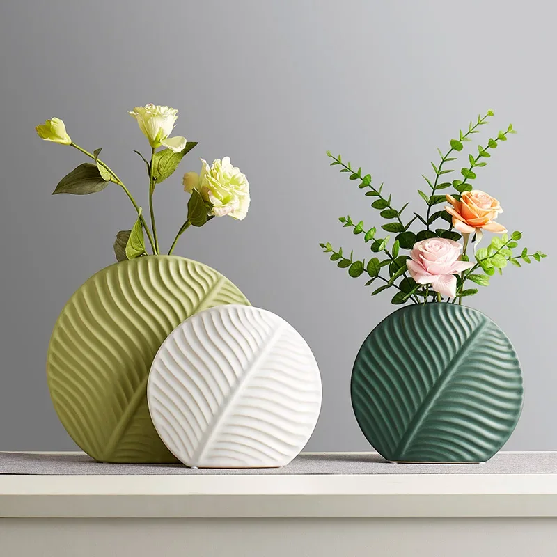 

Нордическая домашняя декоративная керамическая ваза для листьев, белая сушеная Цветочная ваза для гостиной, украшения для дома, украшение для крыльца, стола, гостиницы