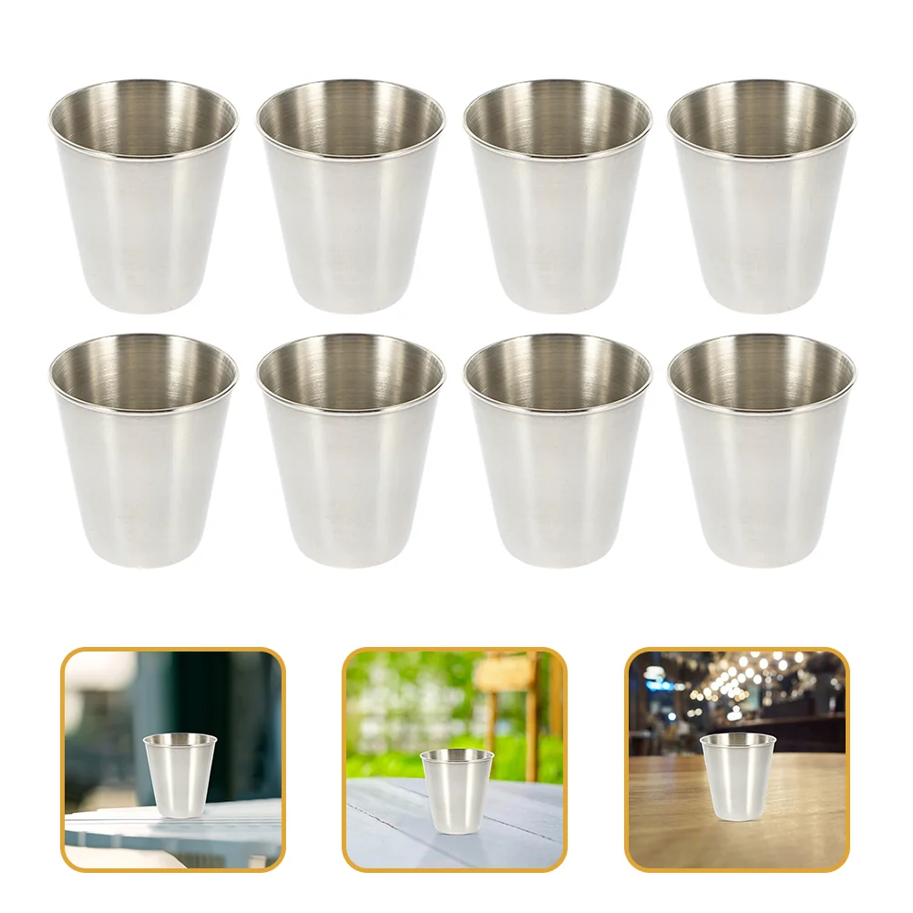 

8 Pcs Stainless Steel Shot Glass Camping Vessel Cups Kids Tumblers Metal Water Portable Drinking Glasses Pint