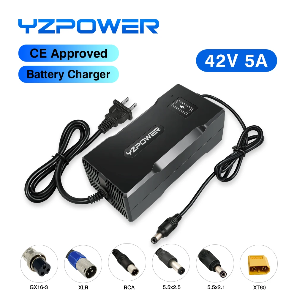 YZPOWER 42V 5A 10S Lithium Ion Battery Charger with Fans for 36V Li-ion Lipo Desktop Type Fast Power Supply with DC Connecter
YZPOWER 42V 5A 10S Lithium Ion Battery Charger with Fans for 36V Li-ion Lipo Desktop Type Fast Power Supply with DC Connecter