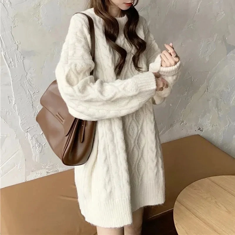 All-Match Winter Autumn Woman Plaid Solid Casual Knitted Pullover Loose Soft Warm Sweater Gentle Thick Sweet Twist Long Top
All-Match Winter Autumn Woman Plaid Solid Casual Knitted Pullover Loose Soft Warm Sweater Gentle Thick Sweet Twist Long Top