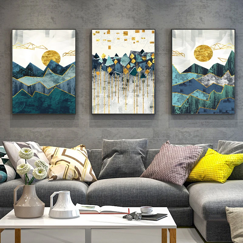 Nordic Abstract Geometric Mountain Landscape Wall Art Canvas Painting Golden Sun Art Poster Print Wall Picture for Living Room
Nordic Abstract Geometric Mountain Landscape Wall Art Canvas Painting Golden Sun Art Poster Print Wall Picture for Living Room