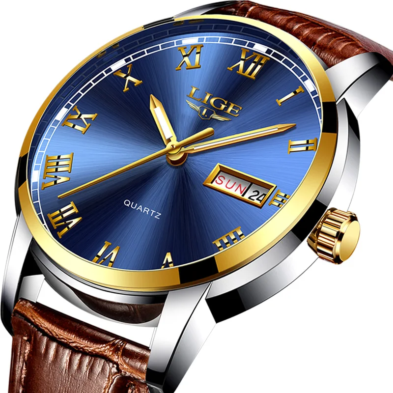 

LIGE Simple Business Mens Watches Luminous Quartz Wristwatch Calendar Waterproof Watch for Men Clock Male Relogio Masculino+Box