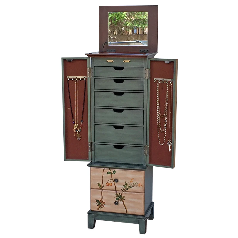 

TLL Custom Mediterranean Painted Eight Spares Cabinet Retro Storage Dressing Cabinet American Style