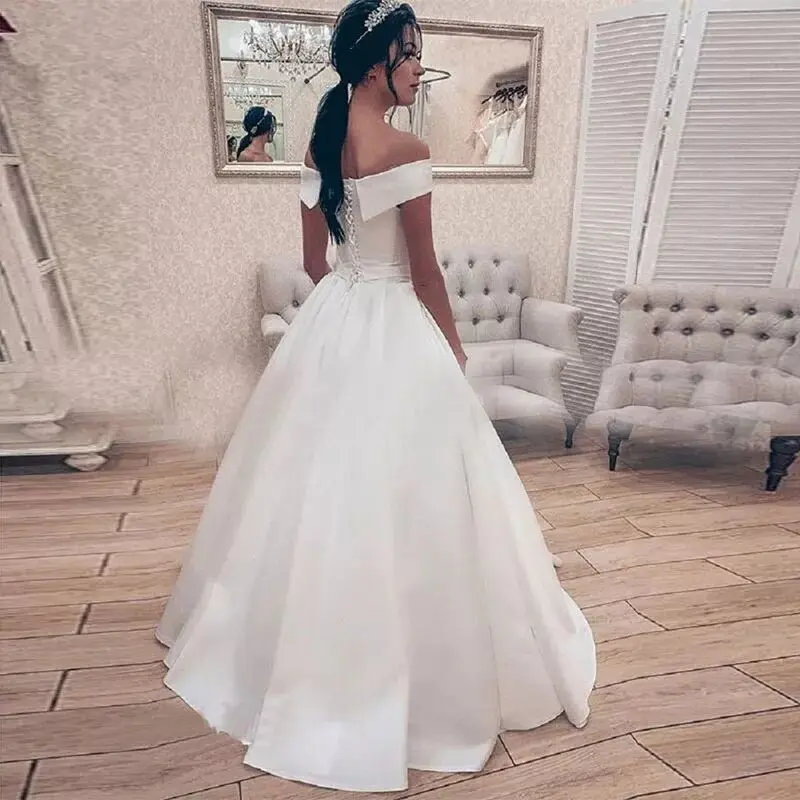 Elegant Satin Sleeveless Backless Wedding Dresses Simple Floor-length Lace-up Bridal Banquet Evening Gowns robe de soirée femme
Elegant Satin Sleeveless Backless Wedding Dresses Simple Floor-length Lace-up Bridal Banquet Evening Gowns robe de soirée femme
