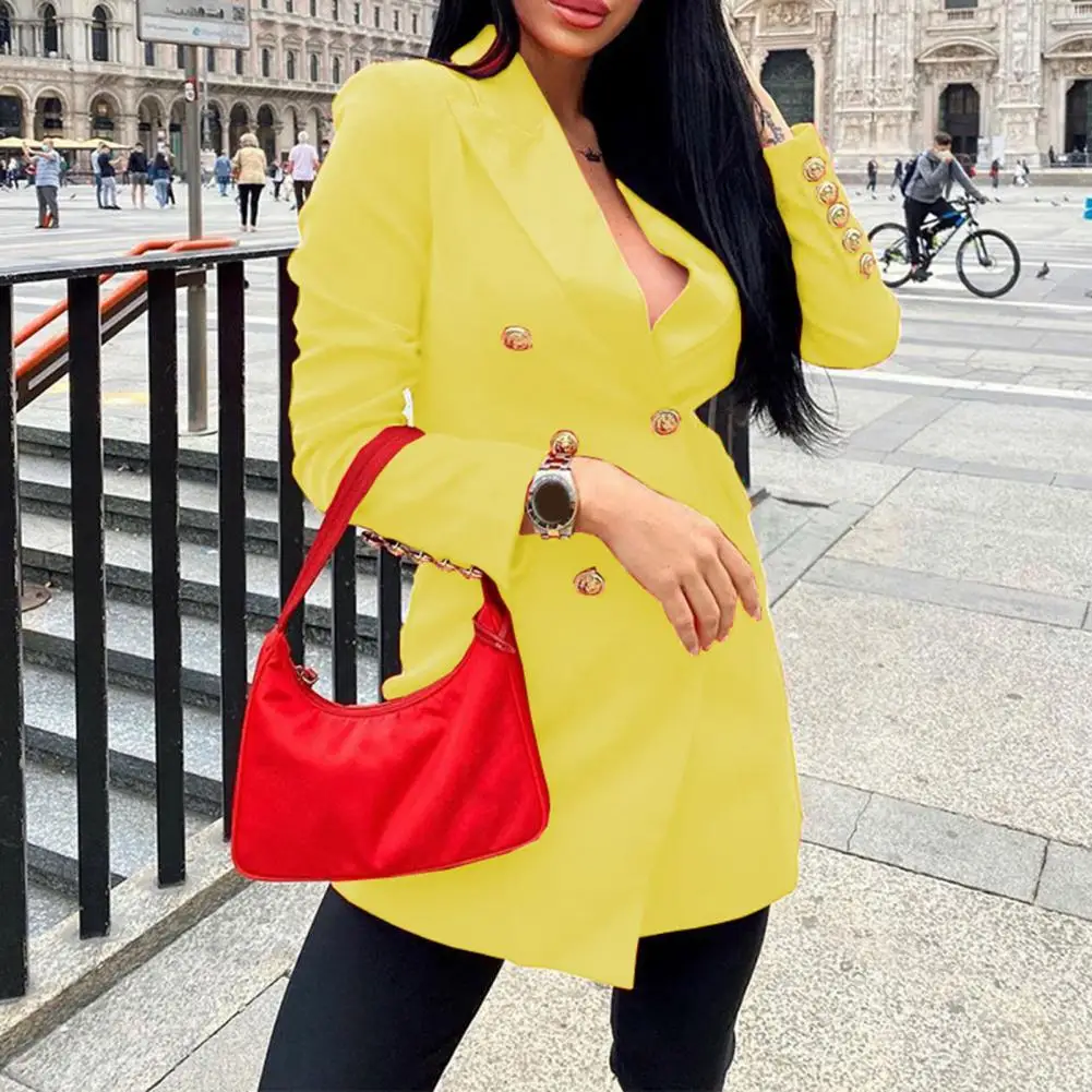 Fashion Blazer Lapel Warm Long Sleeve Double Breasted Female Office Mid-Length Coat Autumn Blazer Outerwear
Fashion Blazer Lapel Warm Long Sleeve Double Breasted Female Office Mid-Length Coat Autumn Blazer Outerwear