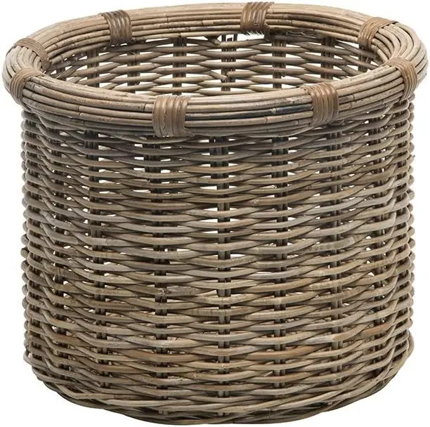 

Rattan Kobo Round Log and Storage Basket, Gray Woven basket Cesto mimbre Woven trash can Hat organizer Cute basket Cute storage