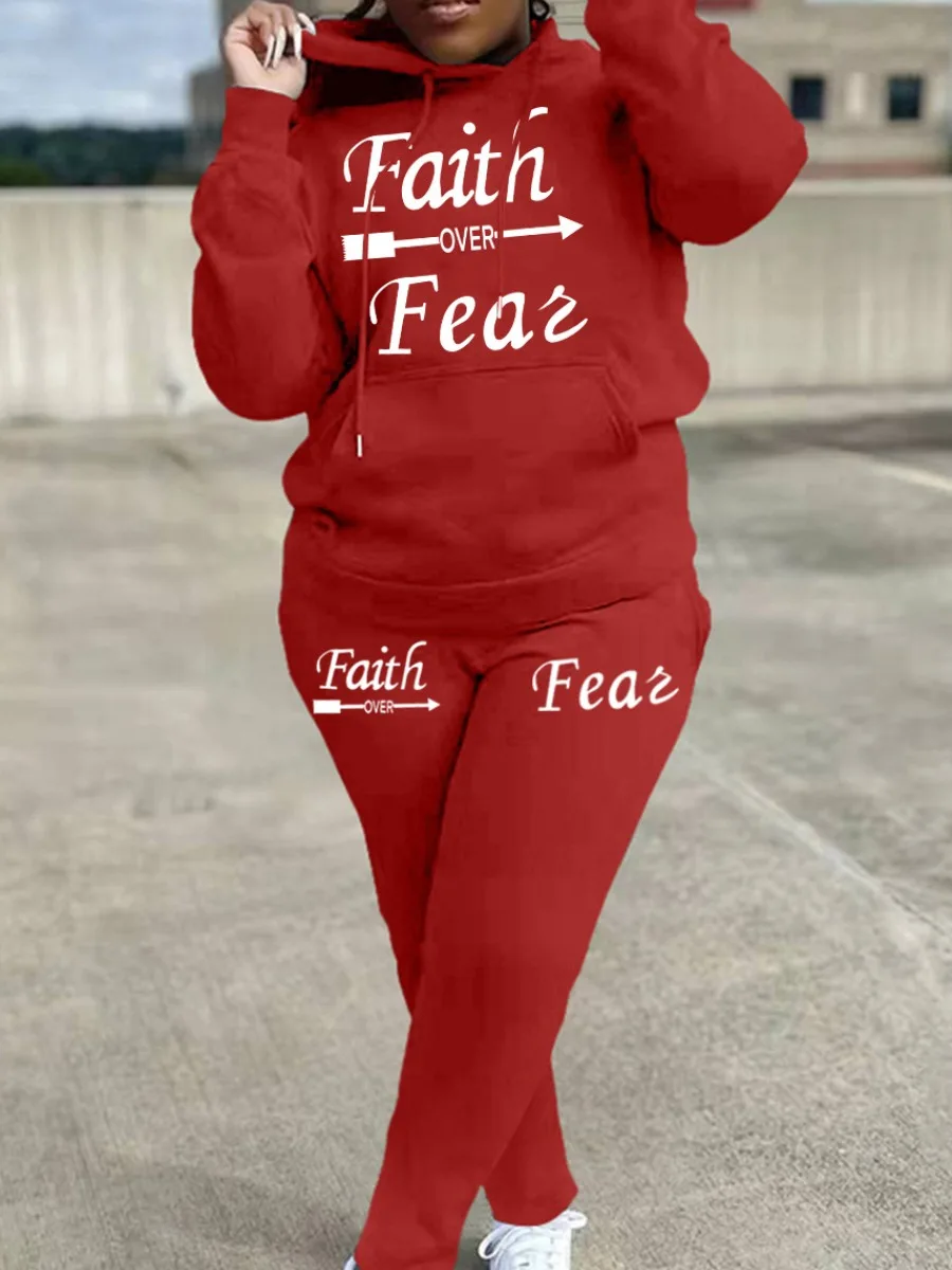LW Faith Over Fear Letter Print Tracksuit Set Two Piece Sweatersuits Women Autumn Winter Long Sleeve Hoodie+Casual Trousers 2PC
LW Faith Over Fear Letter Print Tracksuit Set Two Piece Sweatersuits Women Autumn Winter Long Sleeve Hoodie+Casual Trousers 2PC