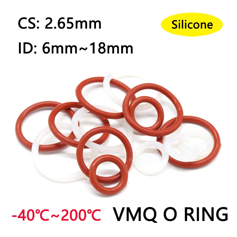 100pcs Red/White VMQ O Ring Sealing Gasket Thickness CS 2.65mm ID 6mm-18mm Silicone Rubber O-ring Waterproof Washer Non-toxic
100pcs Red/White VMQ O Ring Sealing Gasket Thickness CS 2.65mm ID 6mm-18mm Silicone Rubber O-ring Waterproof Washer Non-toxic
