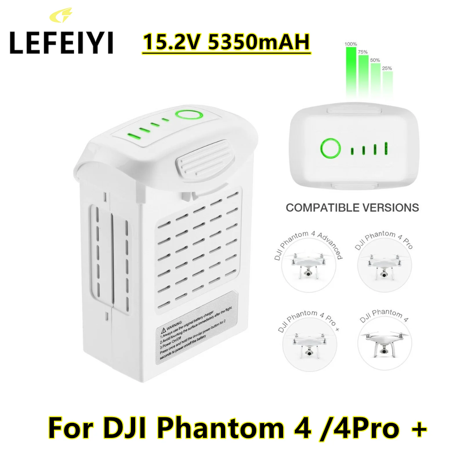 LEFEIYI 15.2V 5350mAh for DJI Phantom 4 /4Pro +/Advanced Intelligent Flight LiPo Battery NEW Phantom 4
LEFEIYI 15.2V 5350mAh for DJI Phantom 4 /4Pro +/Advanced Intelligent Flight LiPo Battery NEW Phantom 4