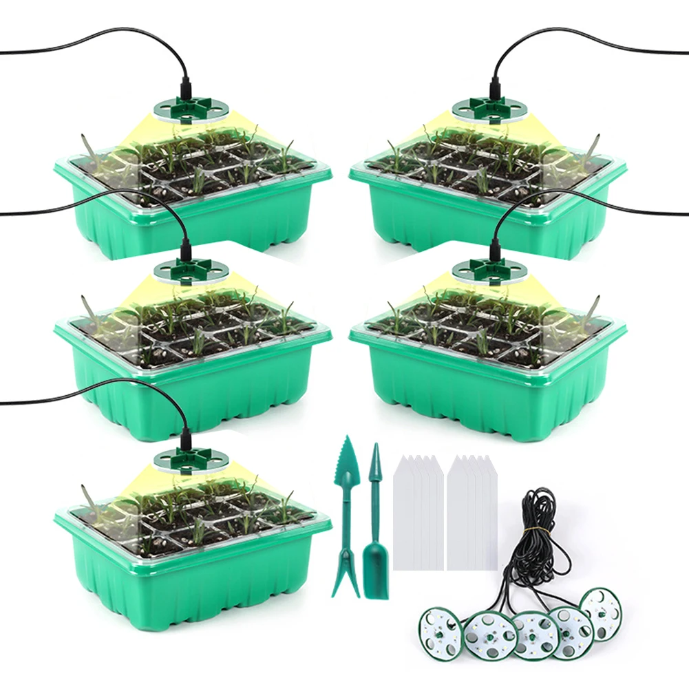 Seed Starter Trays With Grow Light 5 Trays 60 Cells Seed Starter Kit Adjustable Humidity Nursery Pot Greenhouse Propagation Box
Seed Starter Trays With Grow Light 5 Trays 60 Cells Seed Starter Kit Adjustable Humidity Nursery Pot Greenhouse Propagation Box