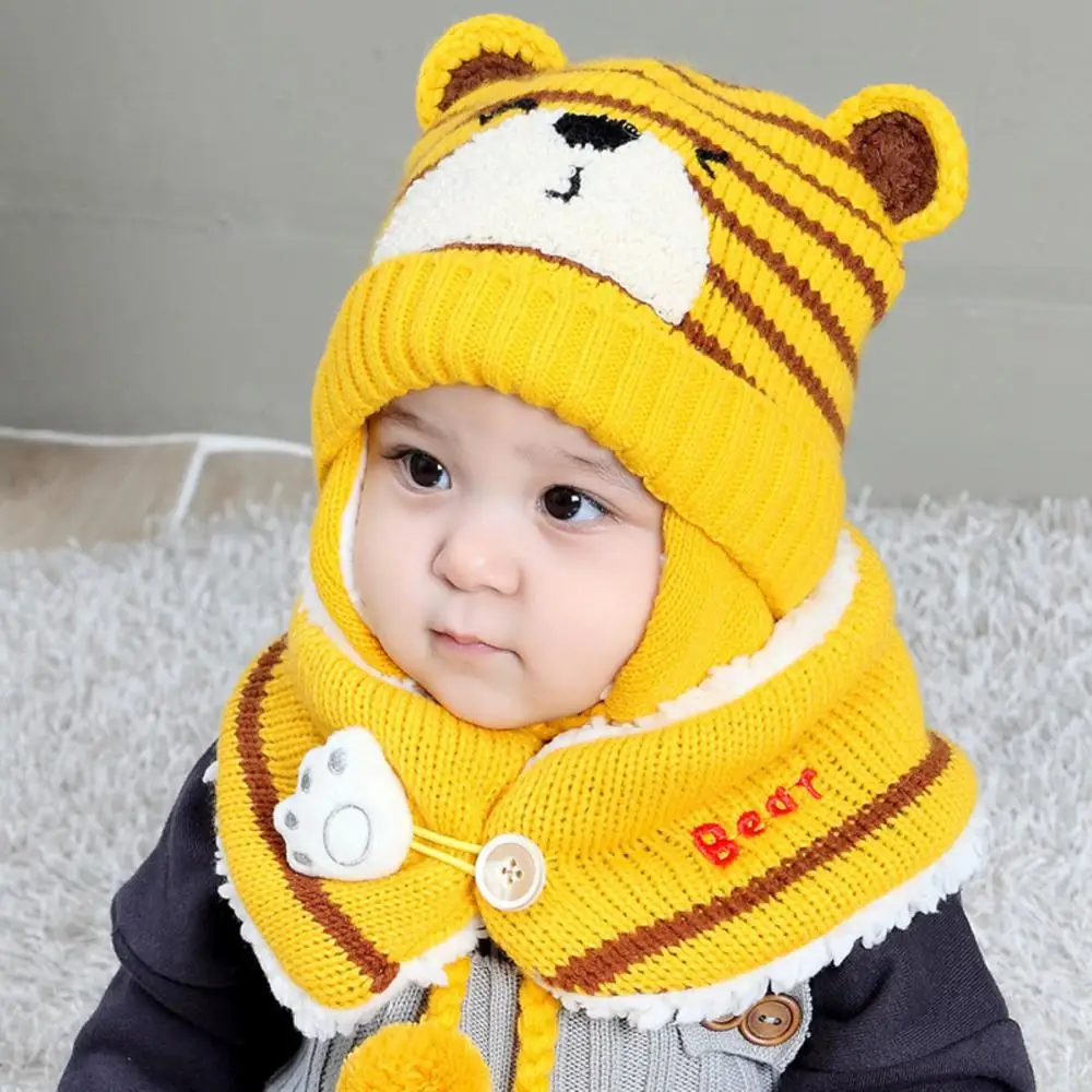 Unisex Winter Kids Baby Cartoon Bear Stripe Knit Hat Cap Scarf Earmuff Warm Set Hats And Scarf Baby Cap Set Girl Boy Warm Suit
Unisex Winter Kids Baby Cartoon Bear Stripe Knit Hat Cap Scarf Earmuff Warm Set Hats And Scarf Baby Cap Set Girl Boy Warm Suit